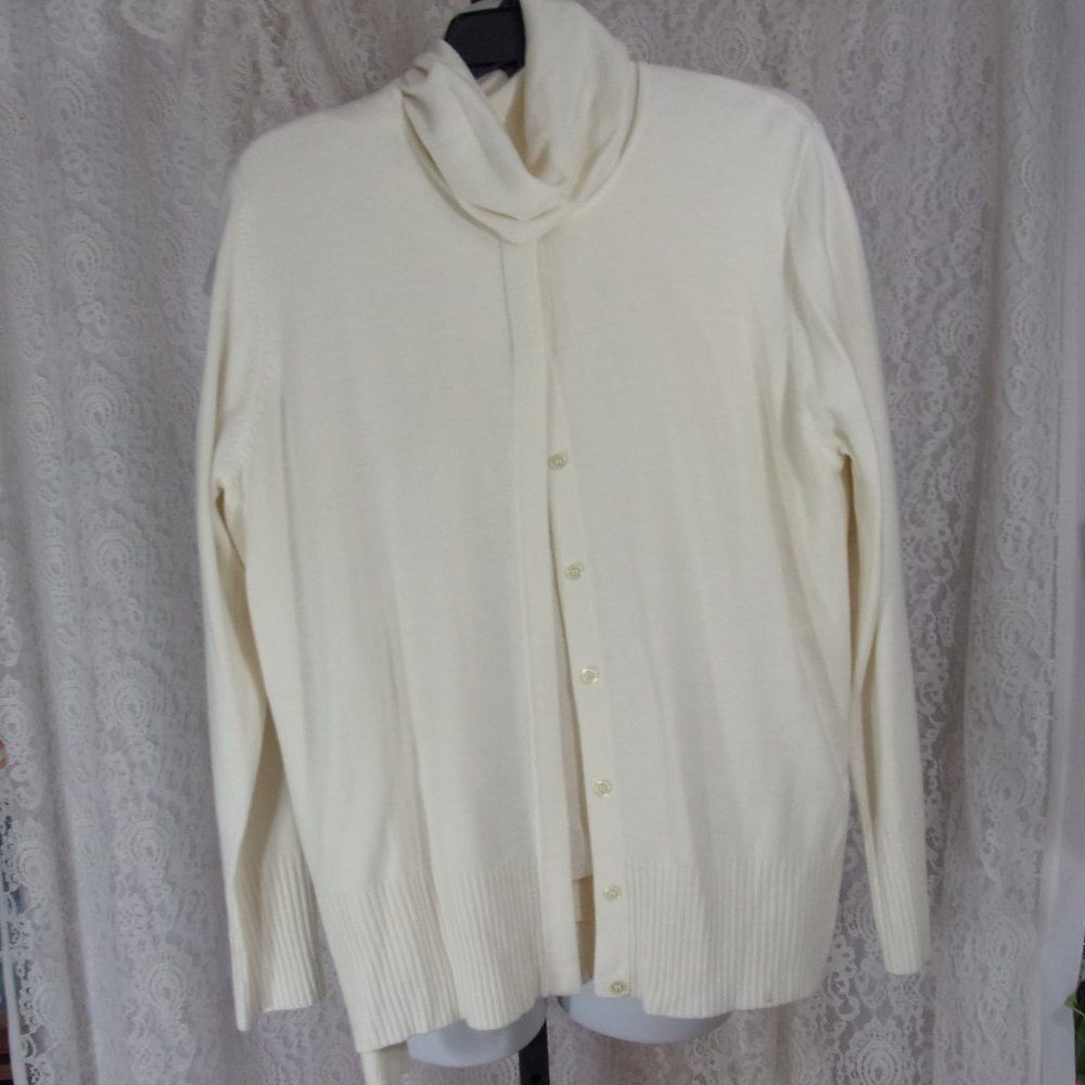 Ivory/Cream Cardigan Turtleneck Sweater Set ***See Measurements